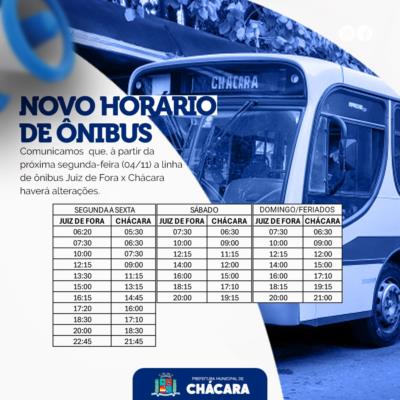 Novos horários da linha de ônibus Juiz de Fora x Chácara