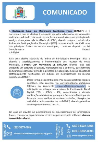 Declaração Anual do Movimento Econômico Fiscal (DAMEF)