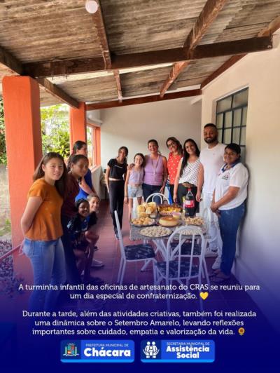 🌼✨ Confraternização e aprendizado! A turminha infantil das oficinas de artesanato do CRAS se reuniu para um dia especial de confraternização. 💛
