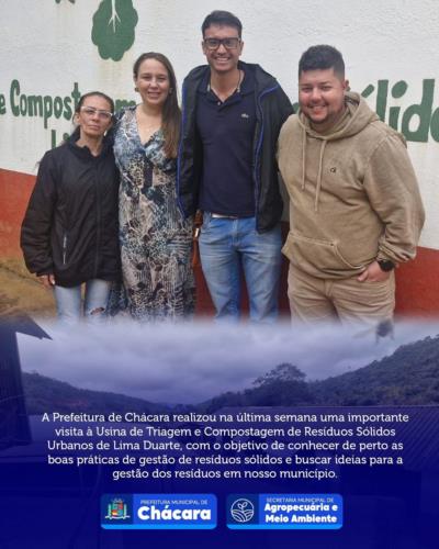 A Prefeitura de Chácara realizou na última semana uma importante visita à Usina de Triagem e Compostagem de Resíduos Sólidos Urbanos de Lima Duarte.