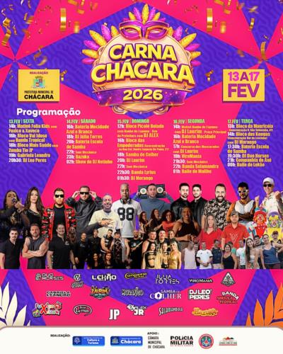 Confira a programação do Carnaval Chácara 2026!