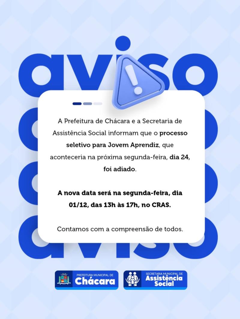 📢 COMUNICADO IMPORTANTE - PROCESSO SELETIVO DE JOVEM APRENDIZ 