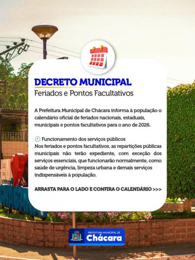 📅 Atenção, população de Chácara!