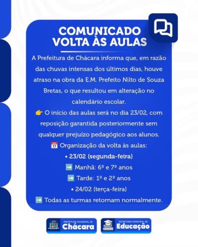 COMUNICADO - Volta às aulas