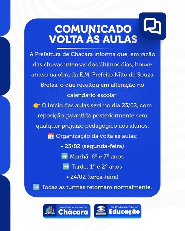 COMUNICADO - Volta às aulas