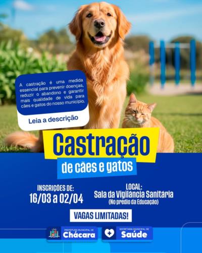 INSCRIÇÕES PARA CASTRAÇÃO DE CÃES E GATOS