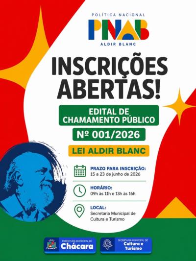 INSCRIÇÕES ABERTAS – LEI ALDIR BLANC 2026