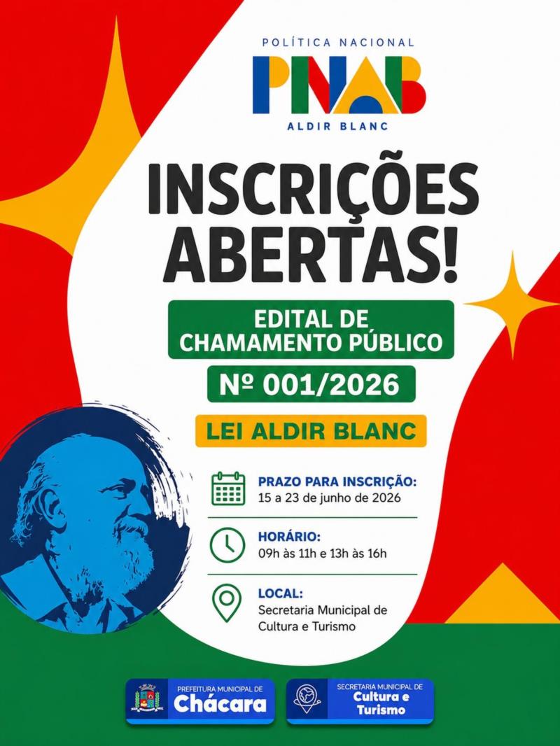 INSCRIÇÕES ABERTAS – LEI ALDIR BLANC 2026