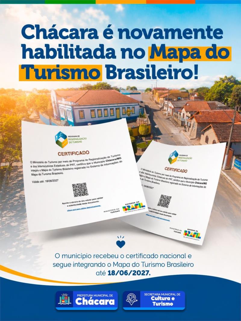 Chácara está novamente no Mapa do Turismo Brasileiro! 💙